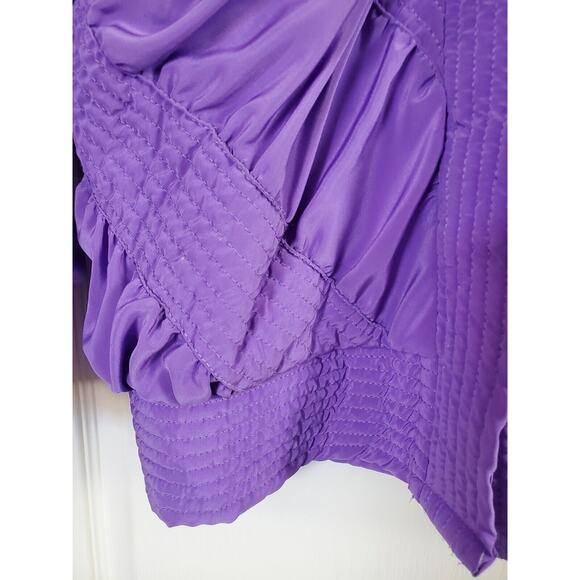 Vintage Marguerite Rubel San Francisco Unique Silky Purple Puffer Jacket, Large - Picture 7 of 12